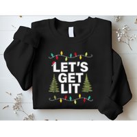 Let's Get Lit Funny Christmas Drinking Xmas Lights Sweatshirt