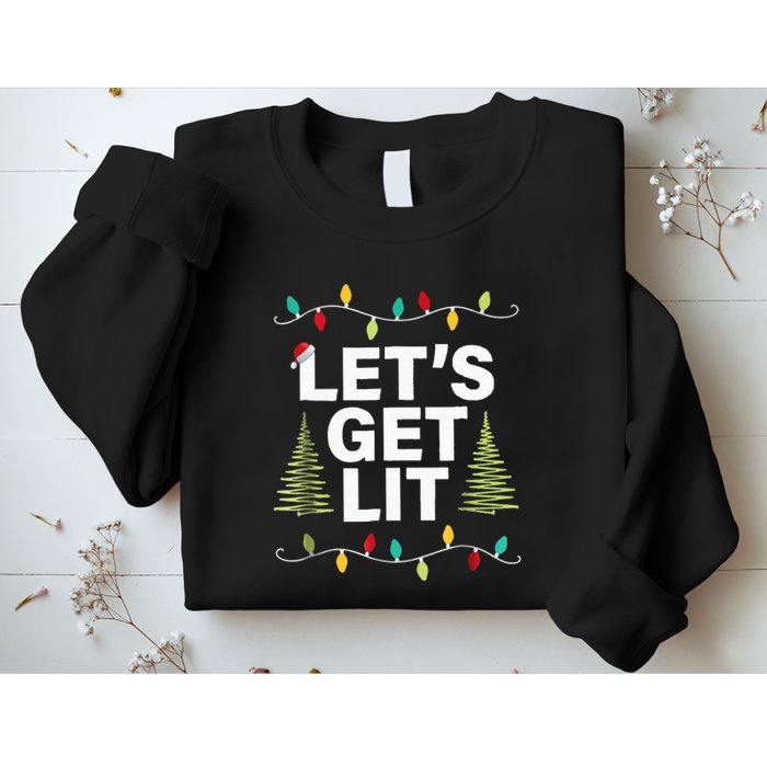 Let's Get Lit Funny Christmas Drinking Xmas Lights Sweatshirt