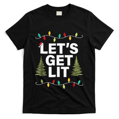Let's Get Lit Funny Christmas Drinking Xmas Lights T-Shirt