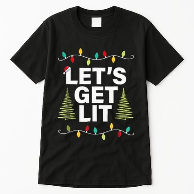 Let's Get Lit Funny Christmas Drinking Xmas Lights Tall T-Shirt