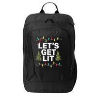 Let's Get Lit Funny Christmas Drinking Xmas Lights City Backpack
