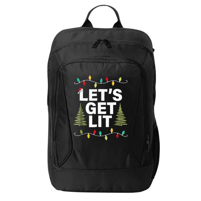 Let's Get Lit Funny Christmas Drinking Xmas Lights City Backpack