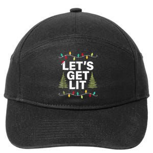 Let's Get Lit Funny Christmas Drinking Xmas Lights 7-Panel Snapback Hat