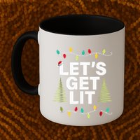 Let's Get Lit Funny Christmas Drinking Xmas Lights Mug