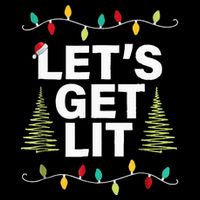 Let's Get Lit Funny Christmas Drinking Xmas Lights Drawstring Bag