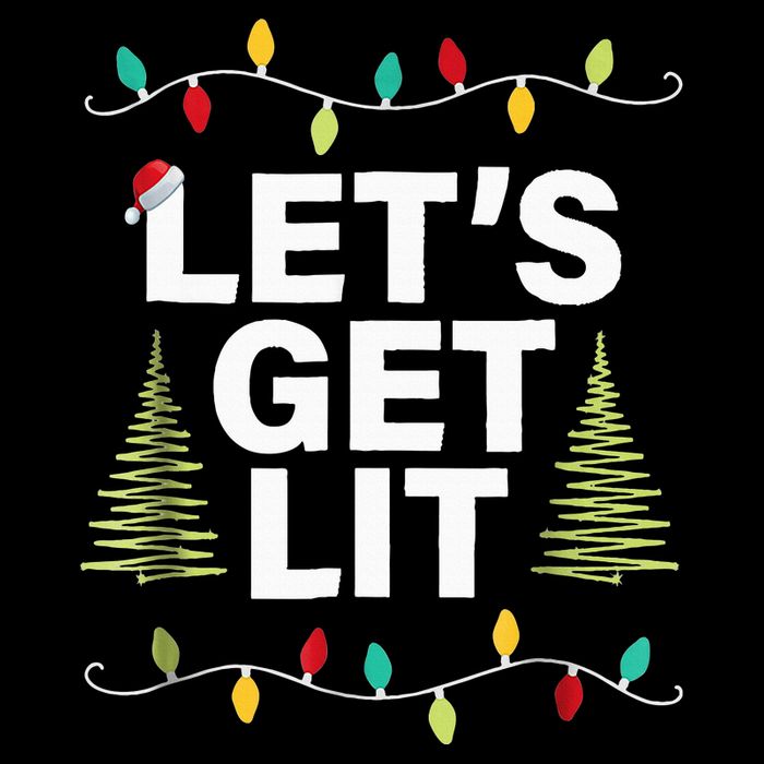 Let's Get Lit Funny Christmas Drinking Xmas Lights Drawstring Bag