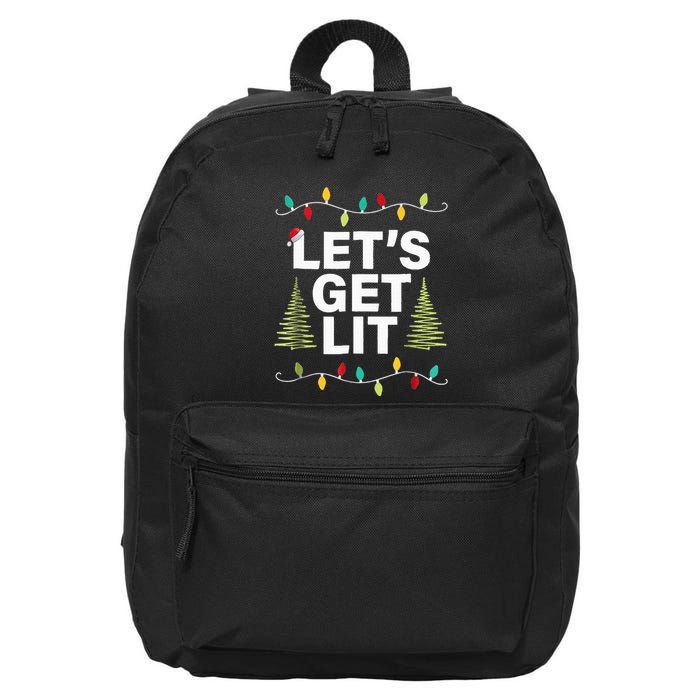 Let's Get Lit Funny Christmas Drinking Xmas Lights 16 in Basic Backpack