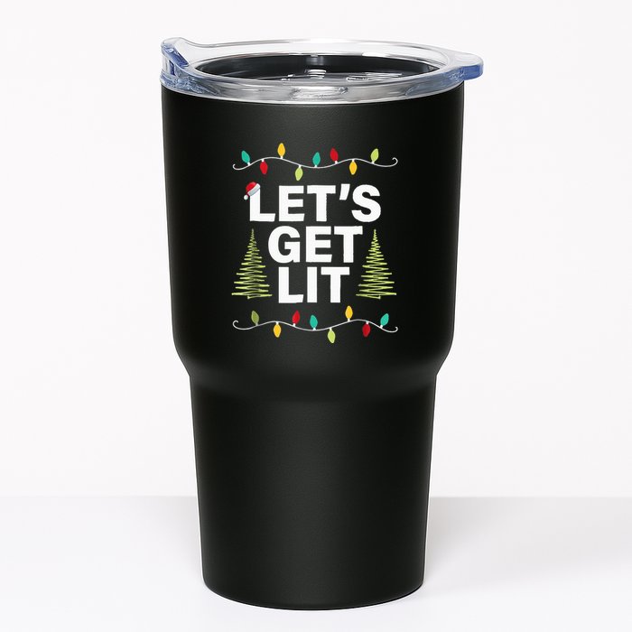 Let's Get Lit Funny Christmas Drinking Xmas Lights Tumbler
