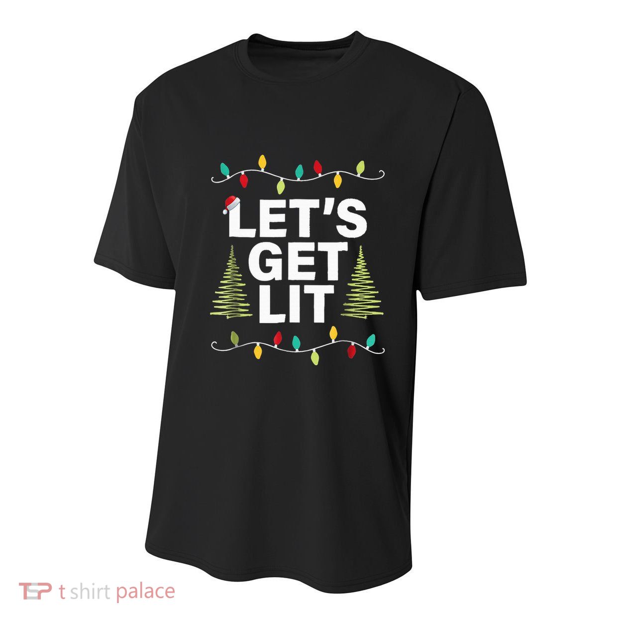 Let's Get Lit Funny Christmas Drinking Xmas Lights Youth Performance Sprint T-Shirt
