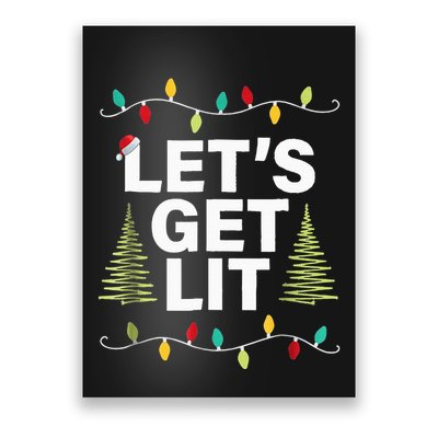 Let's Get Lit Funny Christmas Drinking Xmas Lights Poster