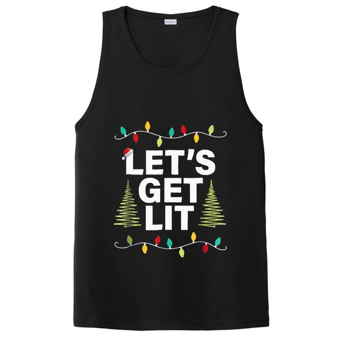 Let's Get Lit Funny Christmas Drinking Xmas Lights PosiCharge Competitor Tank