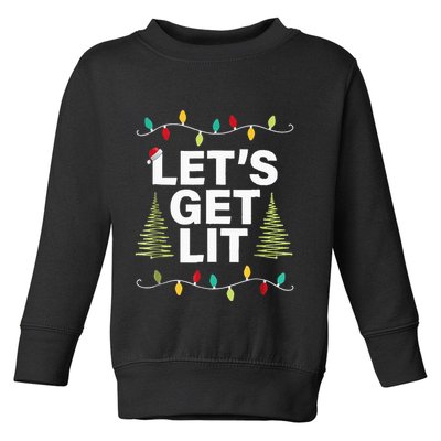 Let's Get Lit Funny Christmas Drinking Xmas Lights Toddler Sweatshirt