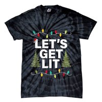 Let's Get Lit Funny Christmas Drinking Xmas Lights Tie-Dye T-Shirt