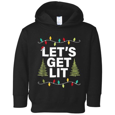 Let's Get Lit Funny Christmas Drinking Xmas Lights Toddler Hoodie