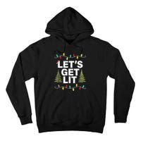 Let's Get Lit Funny Christmas Drinking Xmas Lights Tall Hoodie