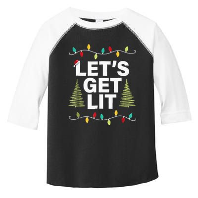 Let's Get Lit Funny Christmas Drinking Xmas Lights Toddler Fine Jersey T-Shirt
