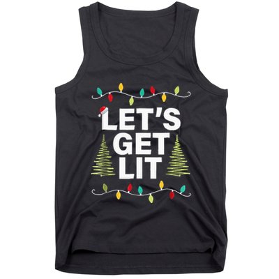 Let's Get Lit Funny Christmas Drinking Xmas Lights Tank Top