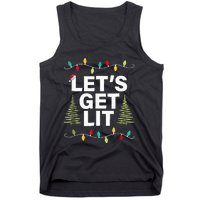 Let's Get Lit Funny Christmas Drinking Xmas Lights Tank Top