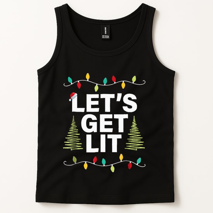 Let's Get Lit Funny Christmas Drinking Xmas Lights Tank Top