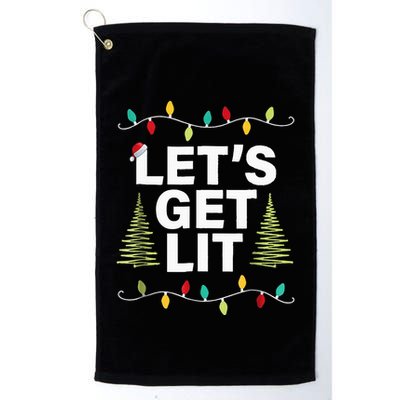 Let's Get Lit Funny Christmas Drinking Xmas Lights Golf Towel