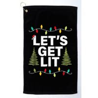 Let's Get Lit Funny Christmas Drinking Xmas Lights Golf Towel