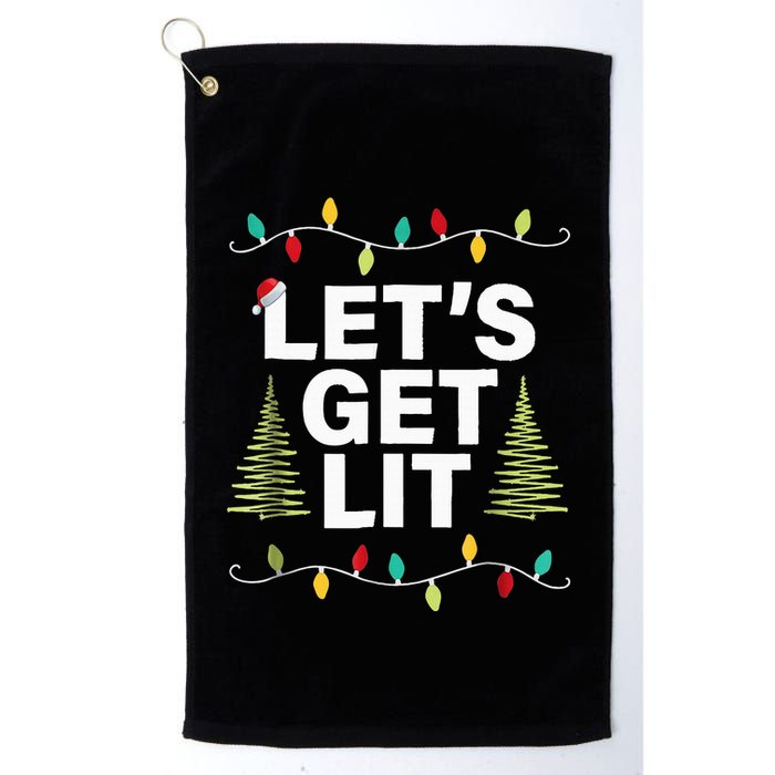 Let's Get Lit Funny Christmas Drinking Xmas Lights Golf Towel