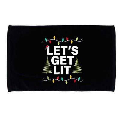 Let's Get Lit Funny Christmas Drinking Xmas Lights Microfiber Hand Towel