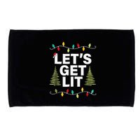 Let's Get Lit Funny Christmas Drinking Xmas Lights Microfiber Hand Towel