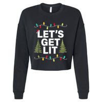 Let's Get Lit Funny Christmas Drinking Xmas Lights Cropped Pullover Crew