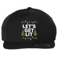 Let's Get Lit Funny Christmas Drinking Xmas Lights Wool Snapback Cap