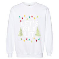 Let's Get Lit Funny Christmas Drinking Xmas Lights Garment-Dyed Sweatshirt