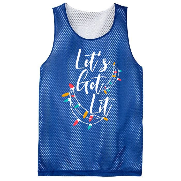 LetS Get Lit Christmas Lights Xmas Day Happy Holidays Gift Mesh Reversible Basketball Jersey Tank