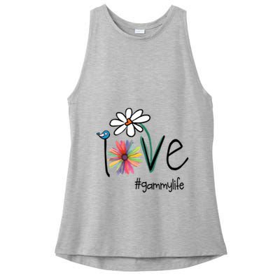 Love Gammy Life Art Flower Ladies PosiCharge Tri-Blend Wicking Tank