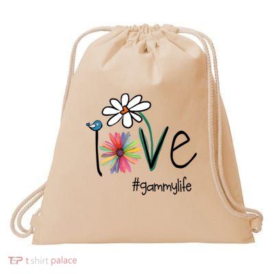 Love Gammy Life Art Flower Drawstring Bag