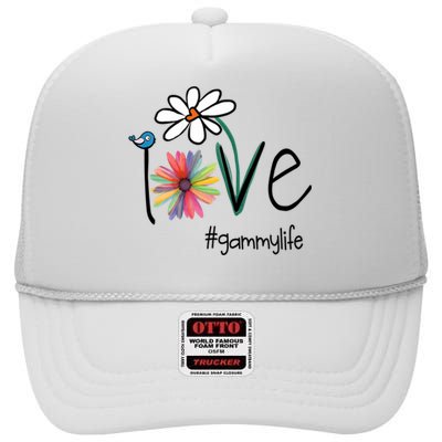 Love Gammy Life Art Flower High Crown Mesh Back Trucker Hat