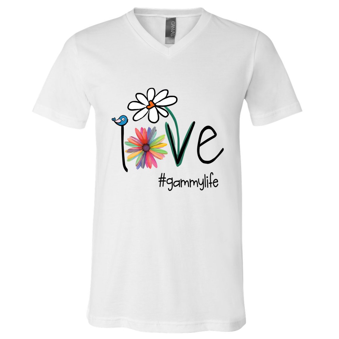 Love Gammy Life Art Flower V-Neck T-Shirt