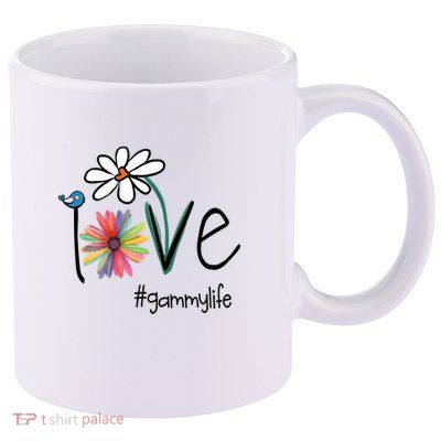 Love Gammy Life Art Flower 11oz C Handle Ceramic Mug