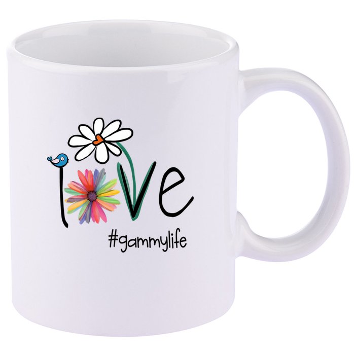 Love Gammy Life Art Flower 11oz C Handle Ceramic Mug