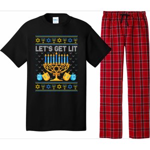 LetS Get Lit Ugly Hanukkah Chanukah Jewish Orah Gift Pajama Set