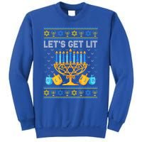 LetS Get Lit Ugly Hanukkah Chanukah Jewish Orah Gift Sweatshirt