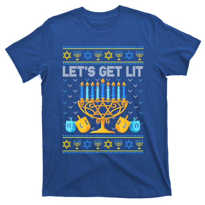 LetS Get Lit Ugly Hanukkah Chanukah Jewish Orah Gift T-Shirt