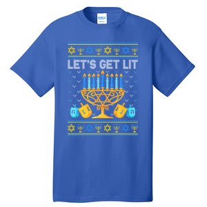 LetS Get Lit Ugly Hanukkah Chanukah Jewish Orah Gift Tall T-Shirt