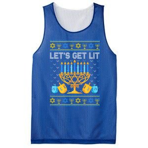 LetS Get Lit Ugly Hanukkah Chanukah Jewish Orah Gift Mesh Reversible Basketball Jersey Tank