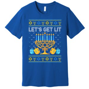 LetS Get Lit Ugly Hanukkah Chanukah Jewish Orah Gift Premium T-Shirt