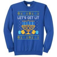 LetS Get Lit Ugly Hanukkah Chanukah Jewish Orah Gift Tall Sweatshirt