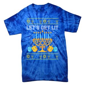 LetS Get Lit Ugly Hanukkah Chanukah Jewish Orah Gift Tie-Dye T-Shirt