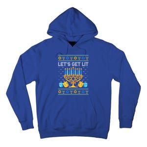 LetS Get Lit Ugly Hanukkah Chanukah Jewish Orah Gift Tall Hoodie