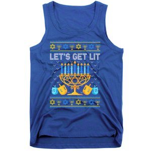 LetS Get Lit Ugly Hanukkah Chanukah Jewish Orah Gift Tank Top