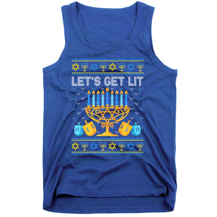 LetS Get Lit Ugly Hanukkah Chanukah Jewish Orah Gift Tank Top