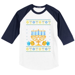 LetS Get Lit Ugly Hanukkah Chanukah Jewish Orah Gift Baseball Sleeve Shirt